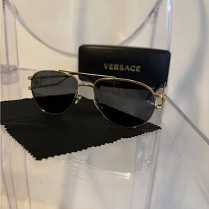 Versace Gold Frame Sunglasses with Dark Lenses